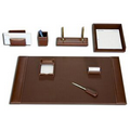 Rustic Brown 8 Piece Top Grain Leather Desk Set